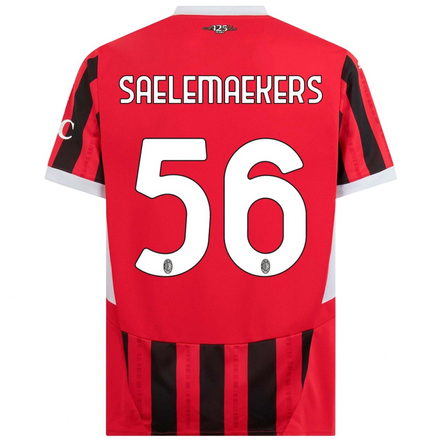 Men Football Alexis Saelemaekers #56 Red Black Home Jersey 2024/25 T-Shirt Canada