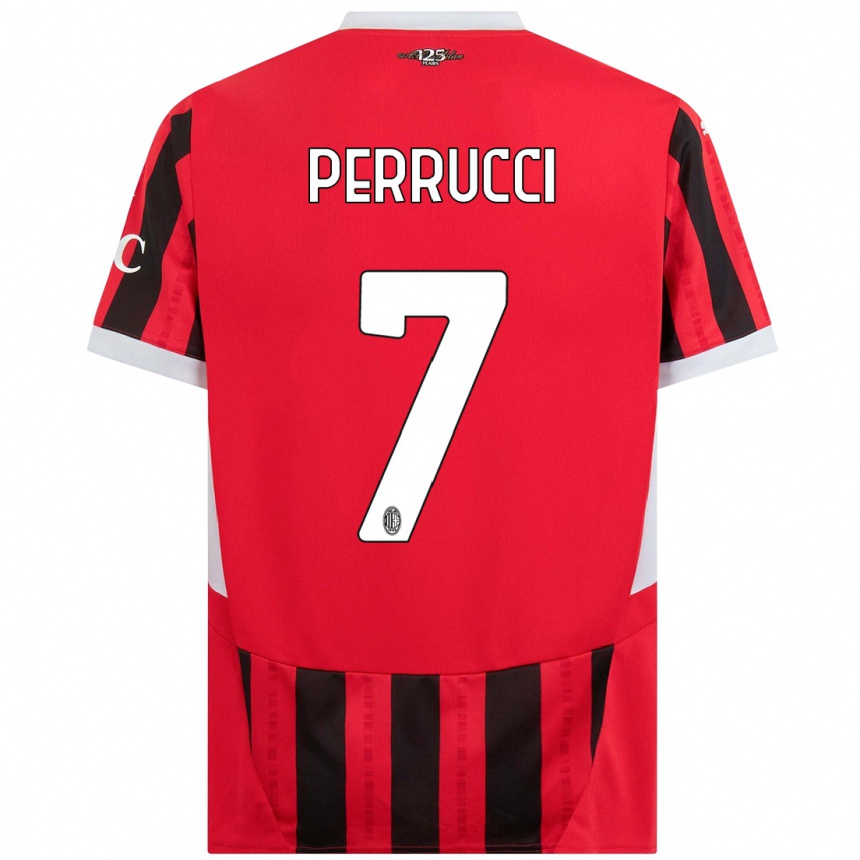 Men Football Vincenzo Perrucci #7 Red Black Home Jersey 2024/25 T-Shirt Canada