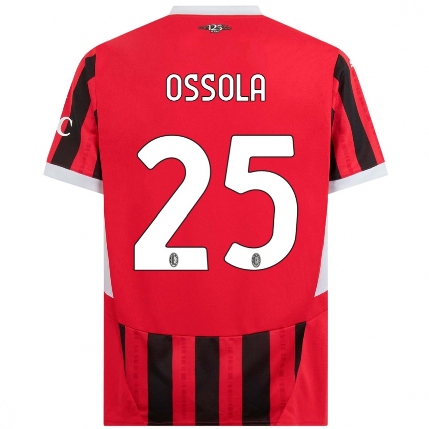 Men Football Lorenzo Ossola #25 Red Black Home Jersey 2024/25 T-Shirt Canada