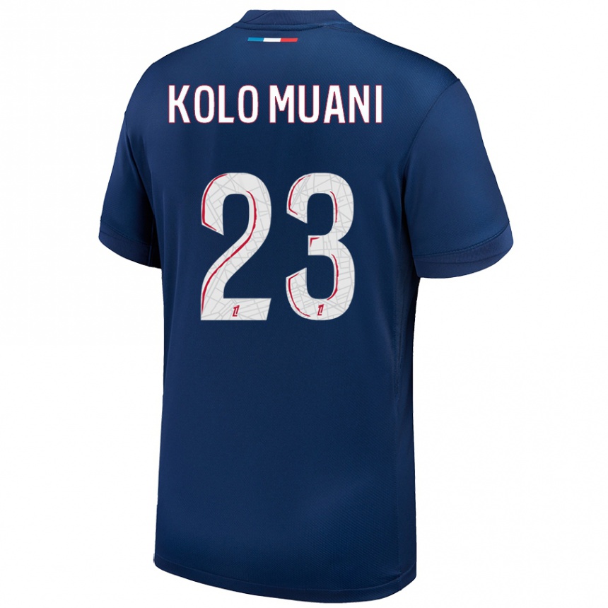 Men Football Randal Kolo Muani #23 Navy Blue White Home Jersey 2024/25 T-Shirt Canada