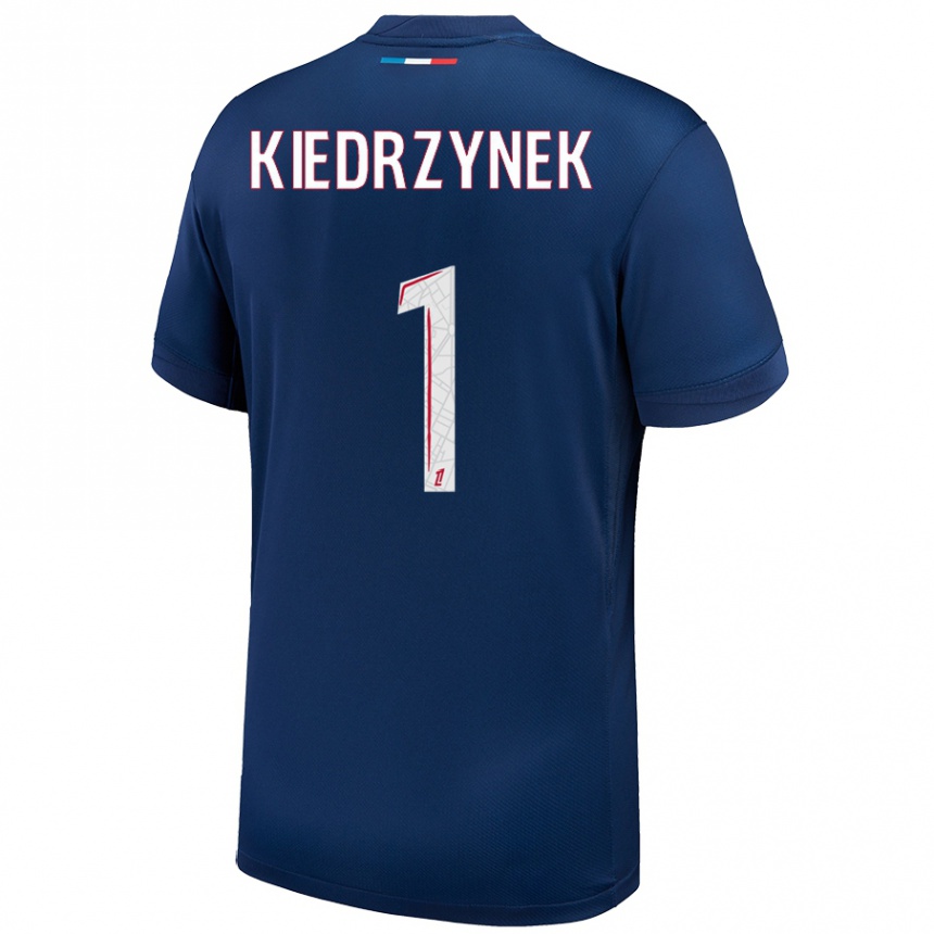 Men Football Katarzyna Kiedrzynek #1 Navy Blue White Home Jersey 2024/25 T-Shirt Canada