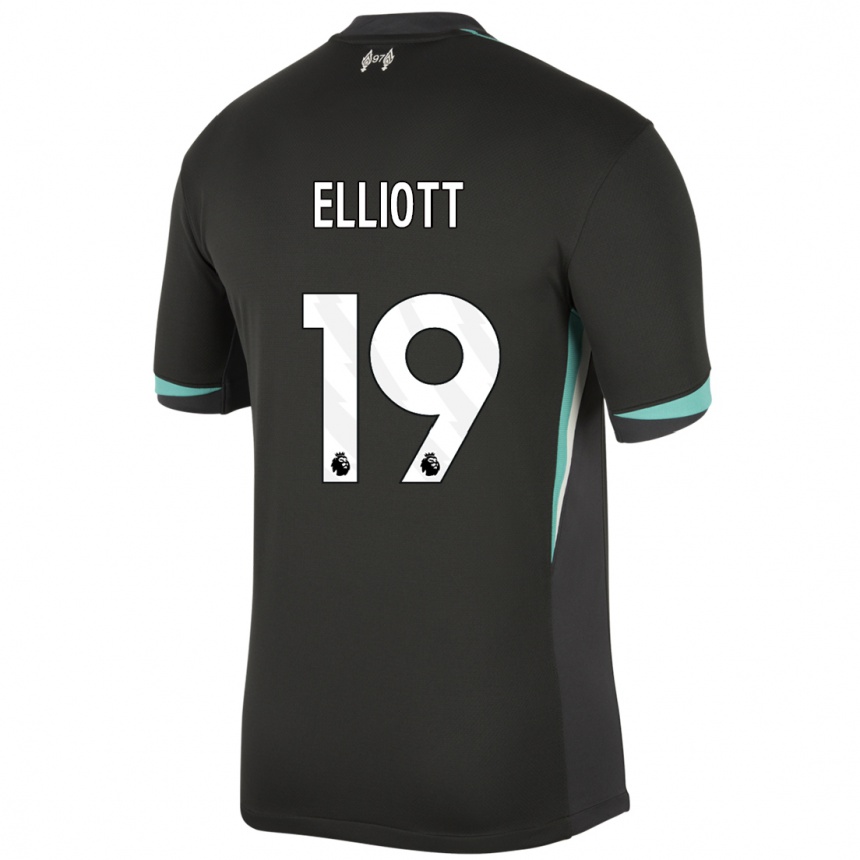 Homme Football Maillot Harvey Elliott #19 Noir Anthracite Blanc Tenues Extérieur 2024/25 Canada