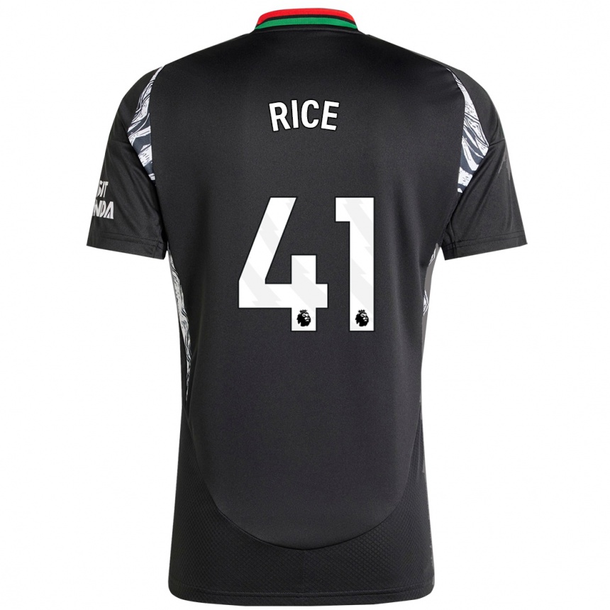 Men Football Declan Rice #41 Black Away Jersey 2024/25 T-Shirt Canada