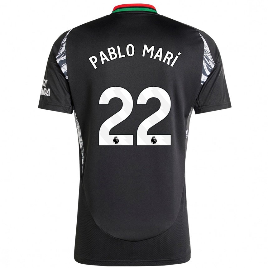 Men Football Pablo Mari #22 Black Away Jersey 2024/25 T-Shirt Canada