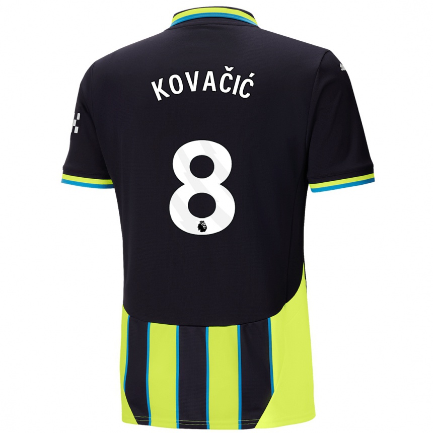 Men Football Mateo Kovacic #8 Blue Yellow Away Jersey 2024/25 T-Shirt Canada