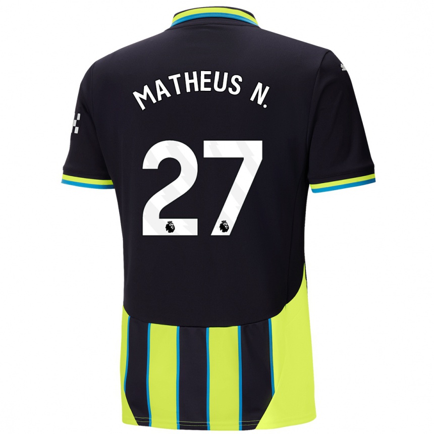 Men Football Matheus Nunes #27 Blue Yellow Away Jersey 2024/25 T-Shirt Canada