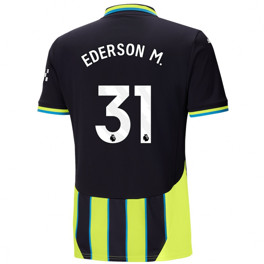 Homme Football Maillot Ederson Moraes #31 Bleu Jaune Tenues Extérieur 2024/25 Canada