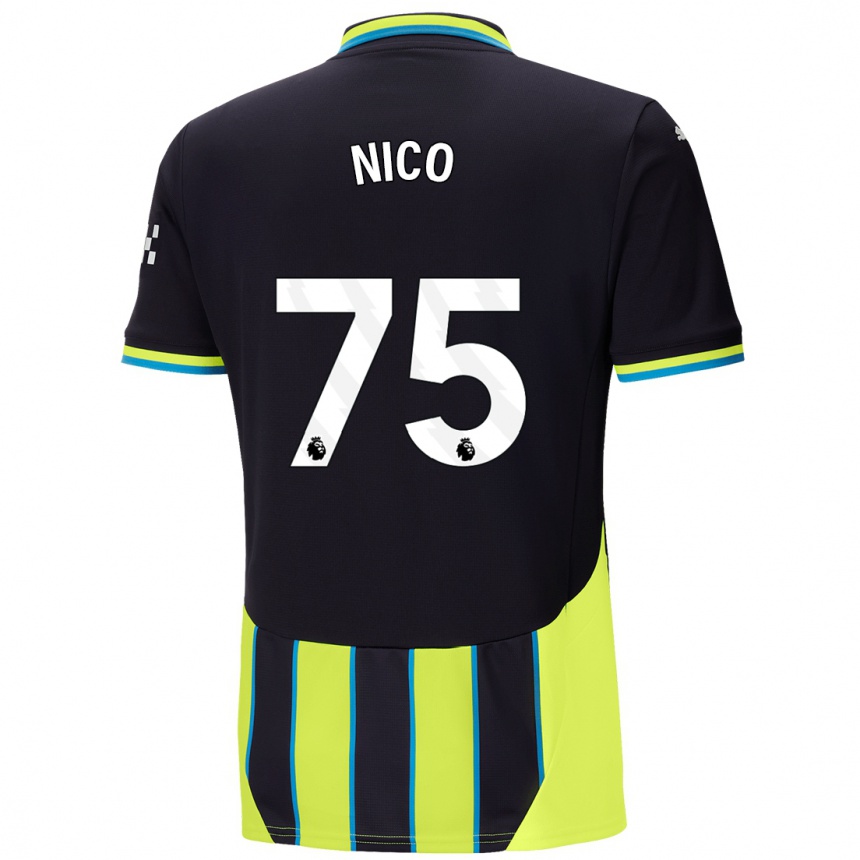 Men Football Nico O'reilly #75 Blue Yellow Away Jersey 2024/25 T-Shirt Canada