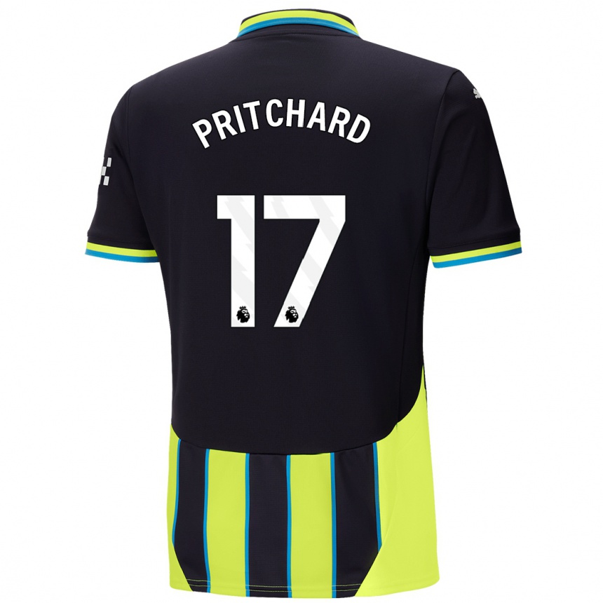 Men Football Poppy Pritchard #17 Blue Yellow Away Jersey 2024/25 T-Shirt Canada