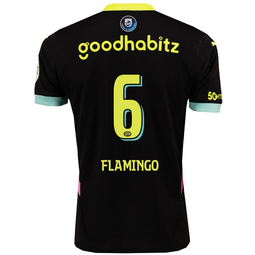 Men Football Ryan Flamingo #6 Black Yellow Away Jersey 2024/25 T-Shirt Canada