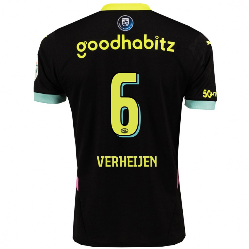 Men Football Janneke Verheijen #6 Black Yellow Away Jersey 2024/25 T-Shirt Canada