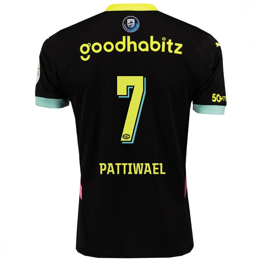 Men Football Naomi Pattiwael #7 Black Yellow Away Jersey 2024/25 T-Shirt Canada