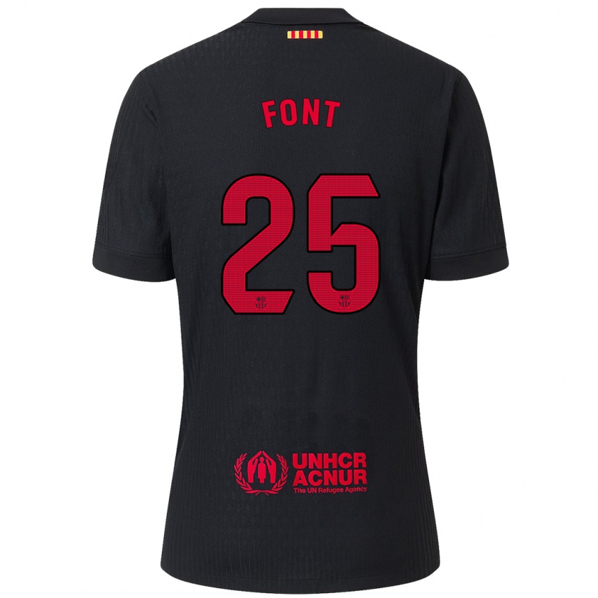 Men Football Gemma Font #25 Black Red Away Jersey 2024/25 T-Shirt Canada