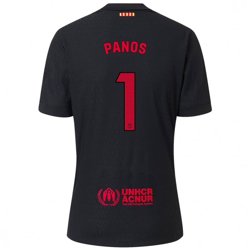 Men Football Sandra Panos #1 Black Red Away Jersey 2024/25 T-Shirt Canada