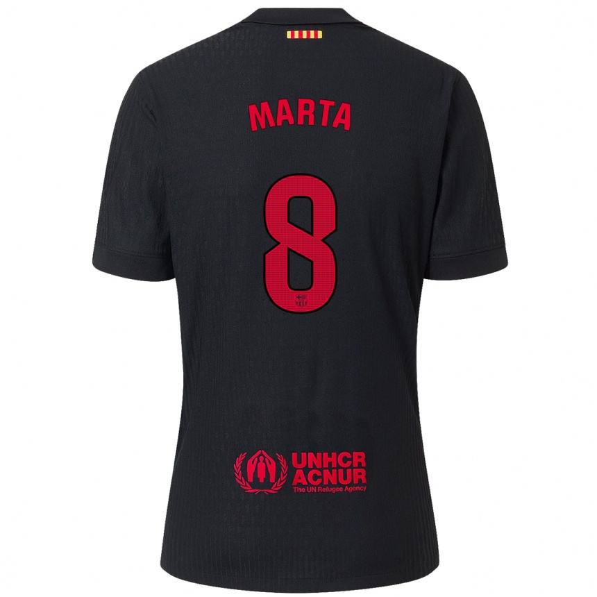 Men Football Marta Torrejon #8 Black Red Away Jersey 2024/25 T-Shirt Canada