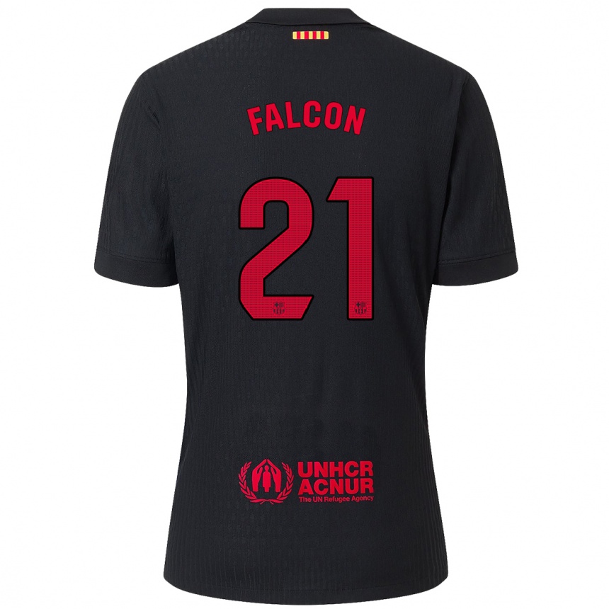 Men Football Andrea Falcon #21 Black Red Away Jersey 2024/25 T-Shirt Canada