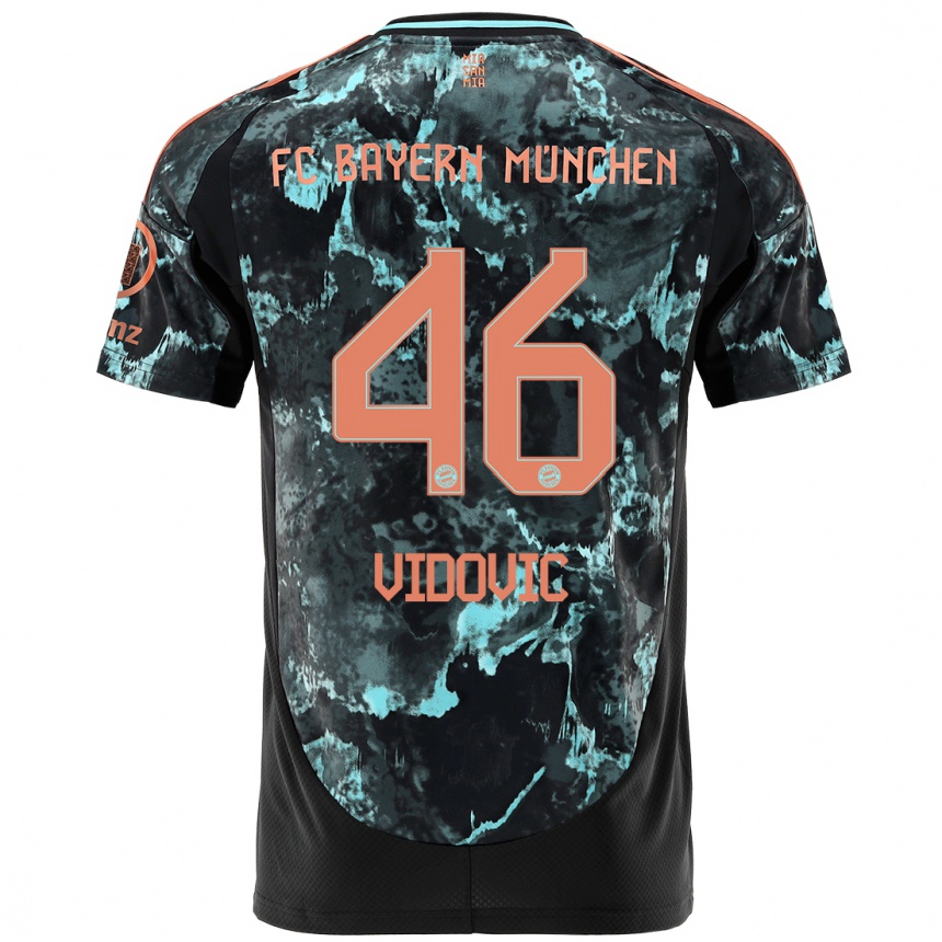 Men Football Gabriel Vidovic #46 Black Away Jersey 2024/25 T-Shirt Canada