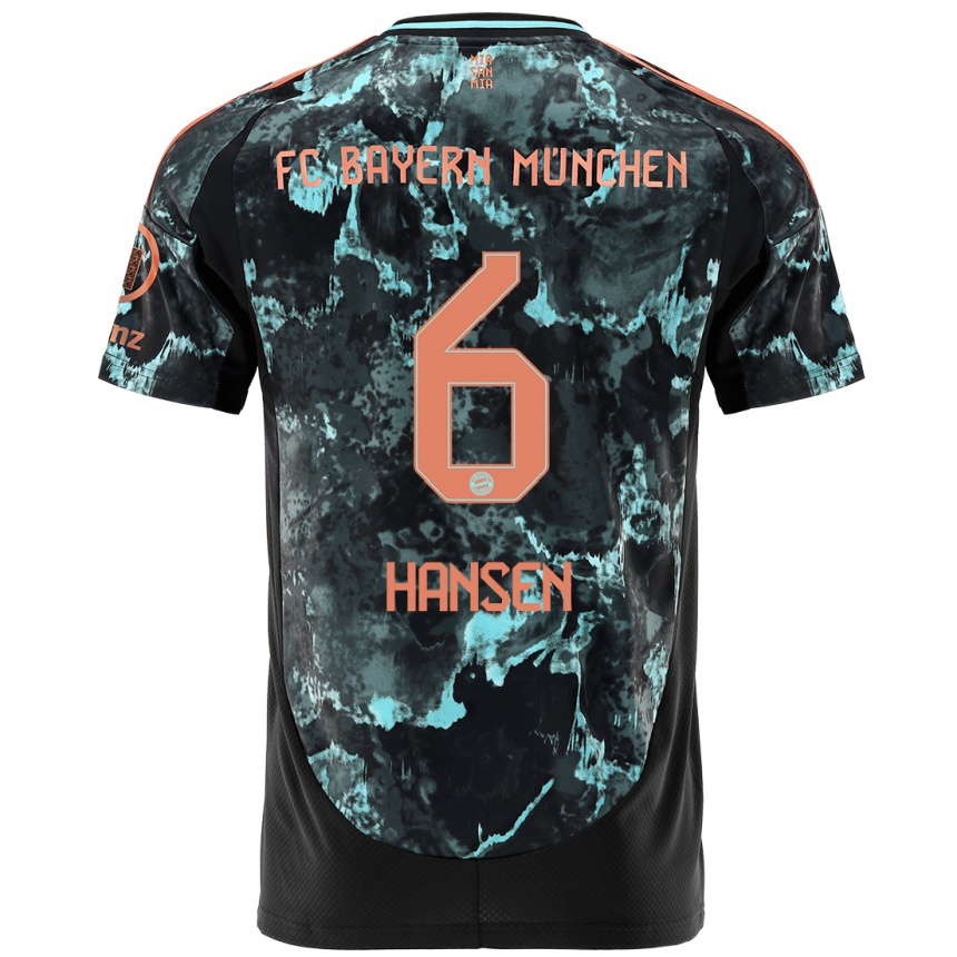 Men Football Tuva Hansen #6 Black Away Jersey 2024/25 T-Shirt Canada