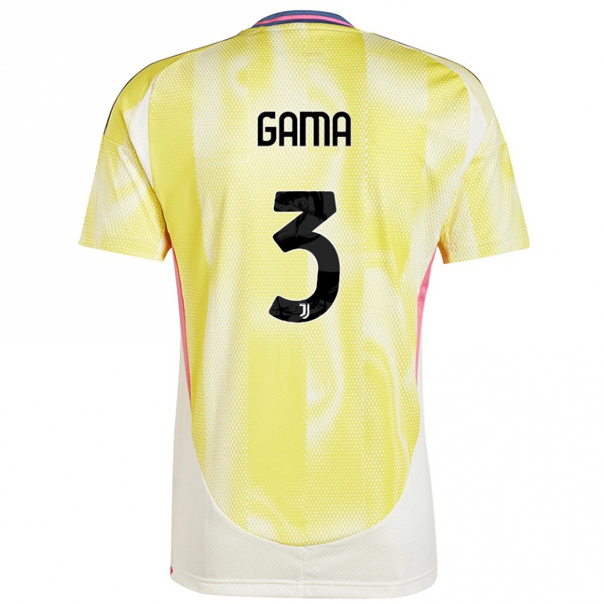 Men Football Sara Gama #3 Solar Yellow Away Jersey 2024/25 T-Shirt Canada