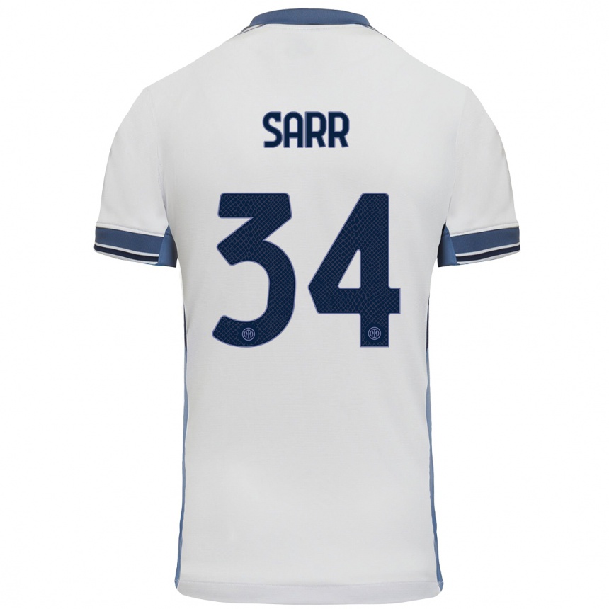 Men Football Amadou Sarr #34 White Grey Away Jersey 2024/25 T-Shirt Canada