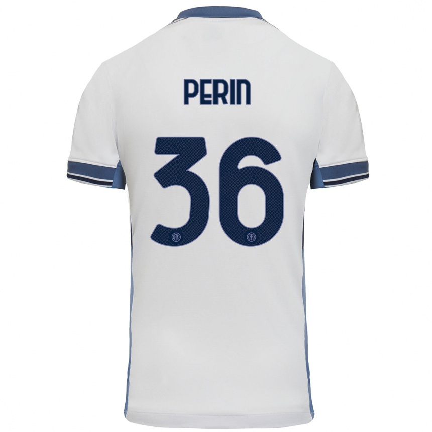 Homme Football Maillot Nicolo Perin #36 Blanc Gris Tenues Extérieur 2024/25 Canada