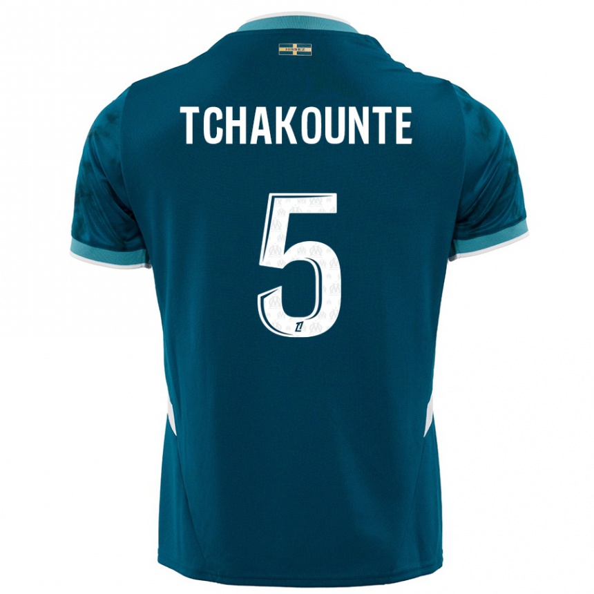 Men Football Annaëlle Tchakounté #5 Turquoise Blue Away Jersey 2024/25 T-Shirt Canada