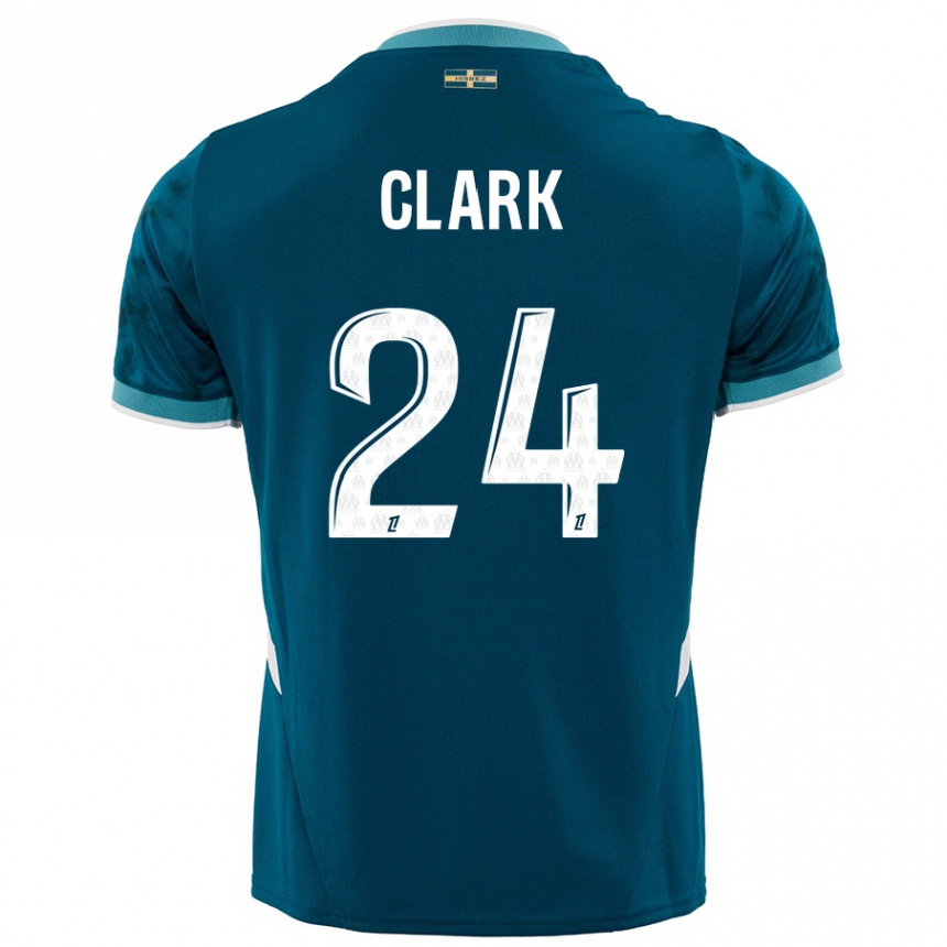 Men Football Ashley Clark #24 Turquoise Blue Away Jersey 2024/25 T-Shirt Canada