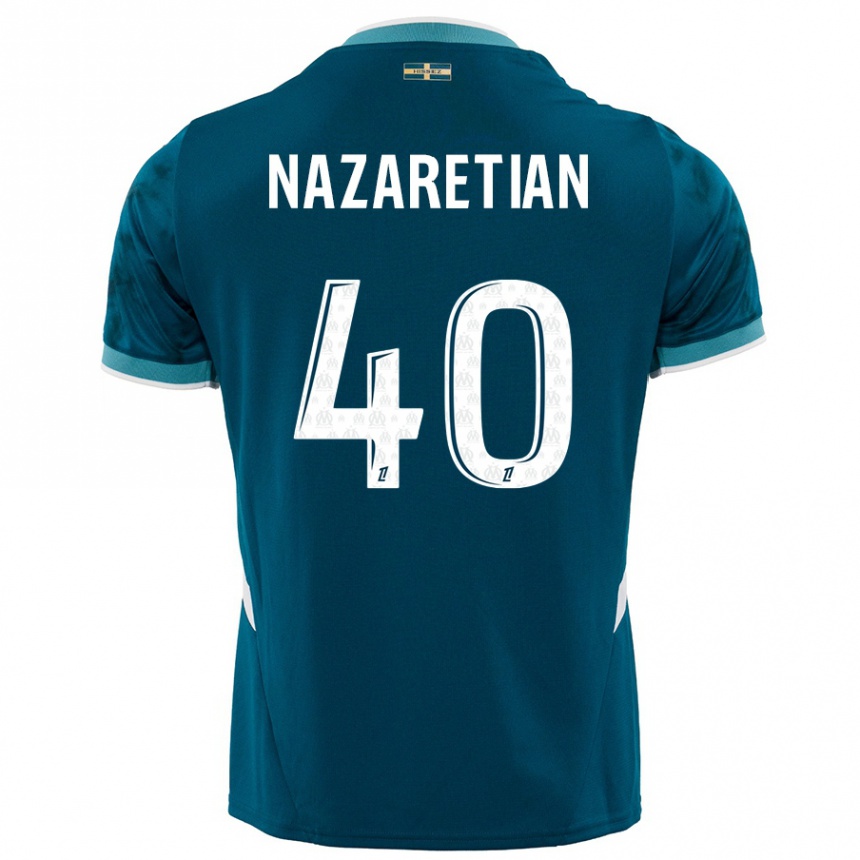 Men Football Manuel Nazaretian #40 Turquoise Blue Away Jersey 2024/25 T-Shirt Canada