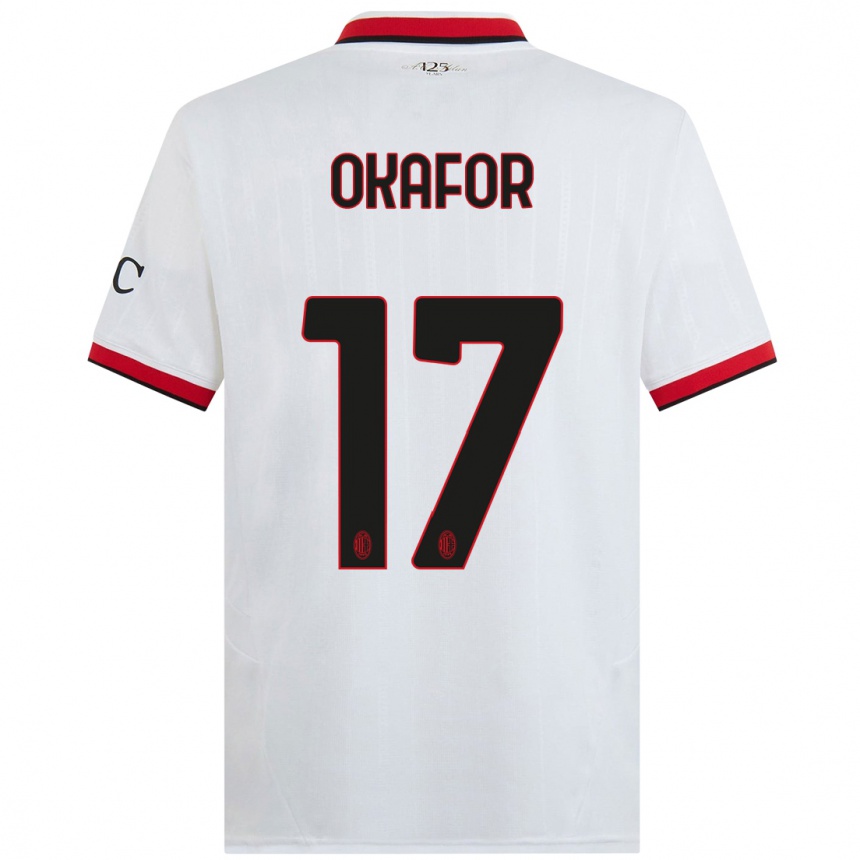 Men Football Noah Okafor #17 White Black Red Away Jersey 2024/25 T-Shirt Canada