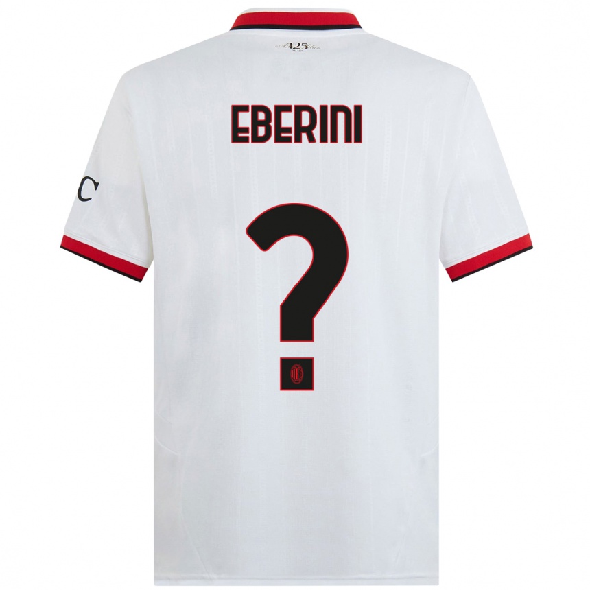 Men Football Daniele Eberini #0 White Black Red Away Jersey 2024/25 T-Shirt Canada