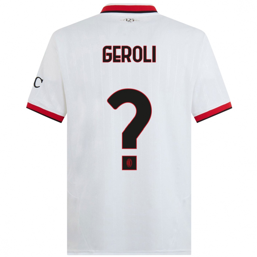 Men Football Matteo Geroli #0 White Black Red Away Jersey 2024/25 T-Shirt Canada