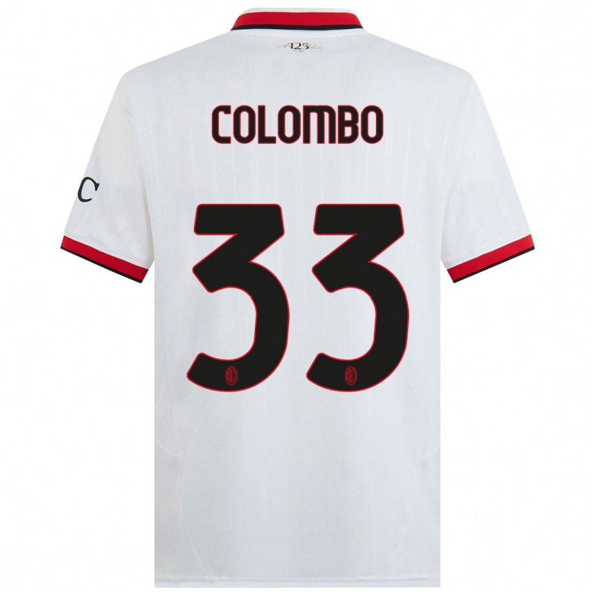 Men Football Federico Colombo #33 White Black Red Away Jersey 2024/25 T-Shirt Canada