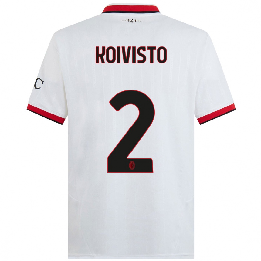 Men Football Emma Koivisto #2 White Black Red Away Jersey 2024/25 T-Shirt Canada