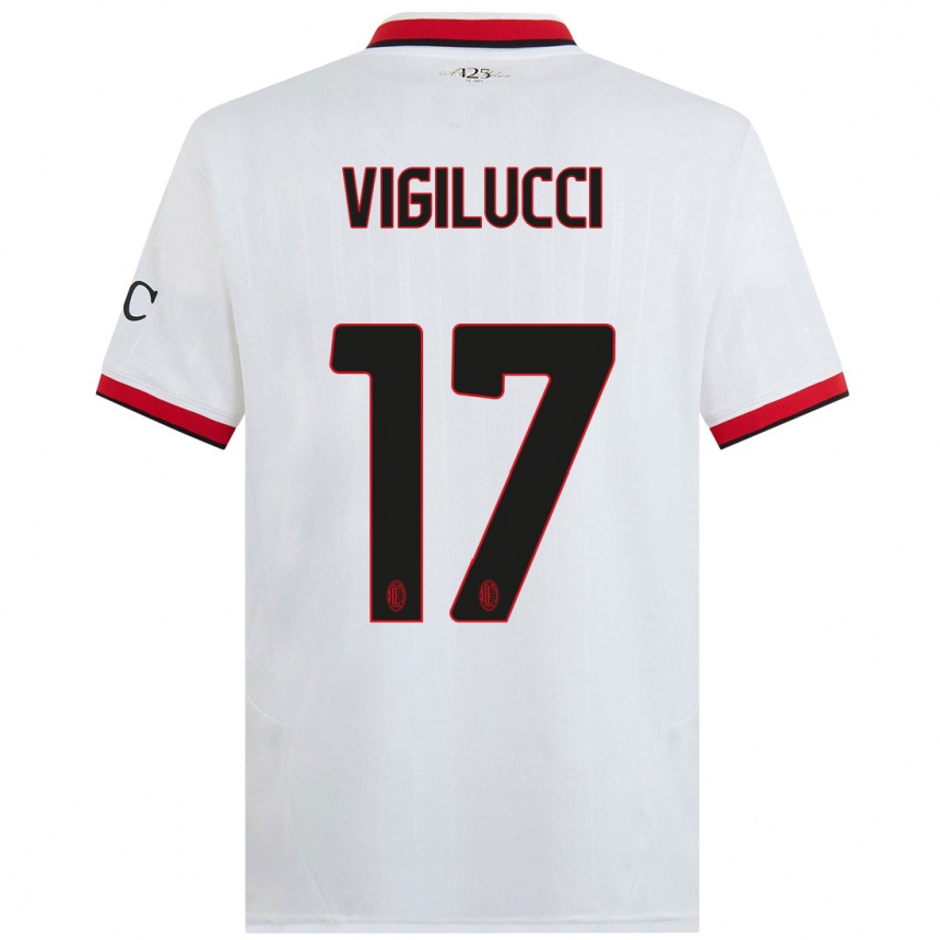 Men Football Valery Vigilucci #17 White Black Red Away Jersey 2024/25 T-Shirt Canada