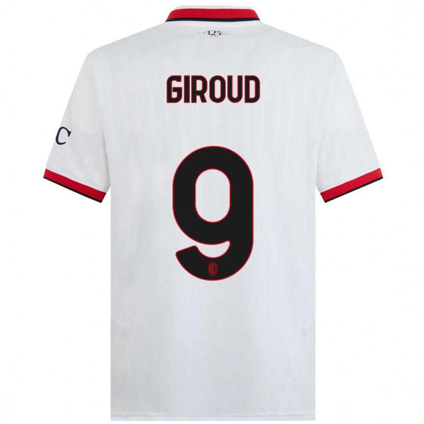 Men Football Olivier Giroud #9 White Black Red Away Jersey 2024/25 T-Shirt Canada