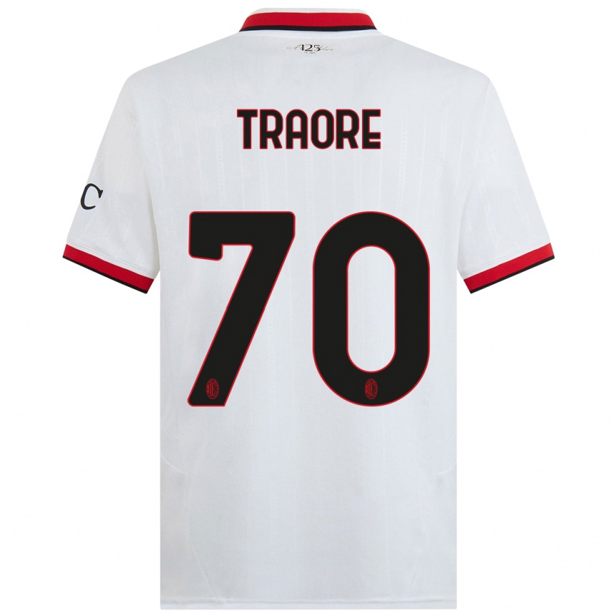 Men Football Chaka Traore #70 White Black Red Away Jersey 2024/25 T-Shirt Canada