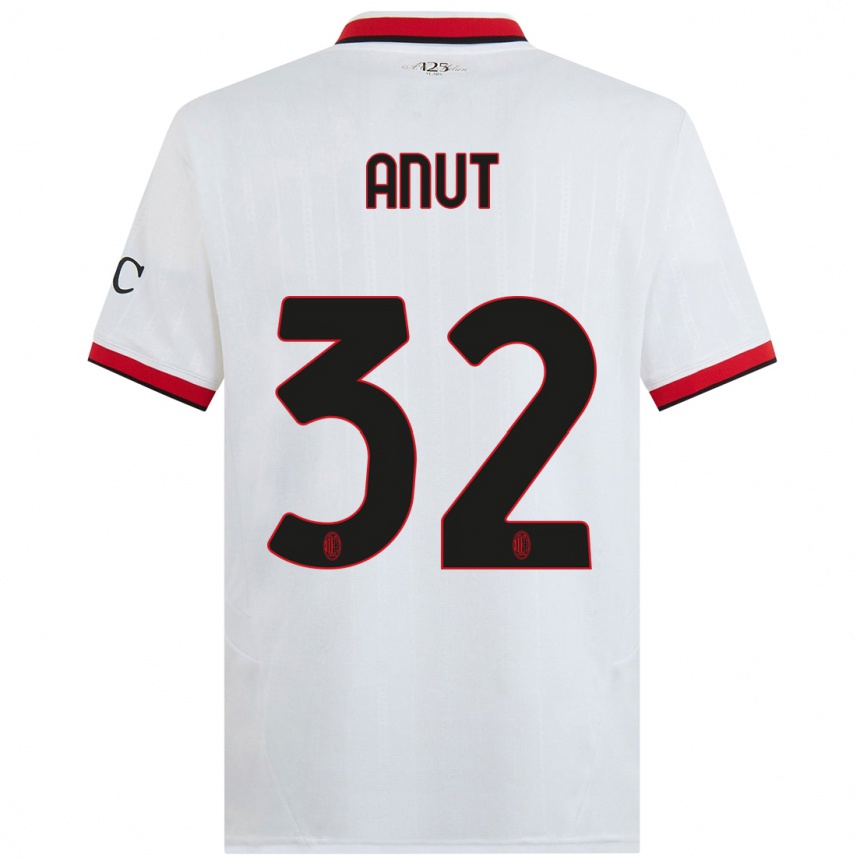 Men Football Niccolo Anut #32 White Black Red Away Jersey 2024/25 T-Shirt Canada