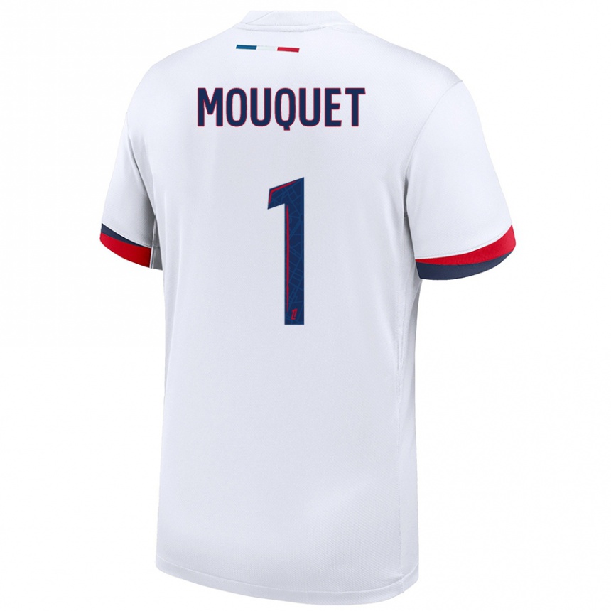 Men Football Louis Mouquet #1 White Blue Red Away Jersey 2024/25 T-Shirt Canada