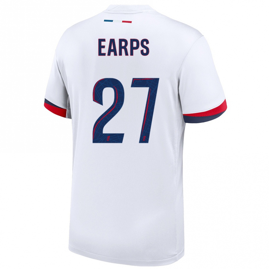 Men Football Mary Earps #27 White Blue Red Away Jersey 2024/25 T-Shirt Canada