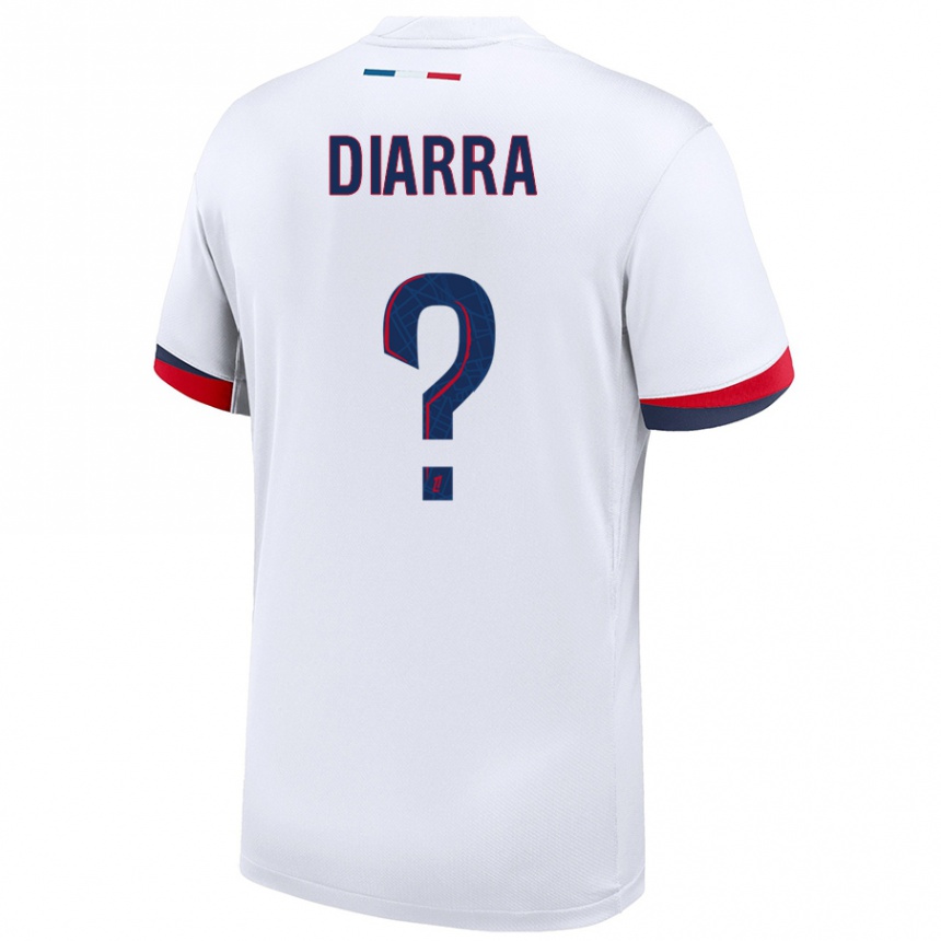 Men Football Ibrahim Diarra #0 White Blue Red Away Jersey 2024/25 T-Shirt Canada