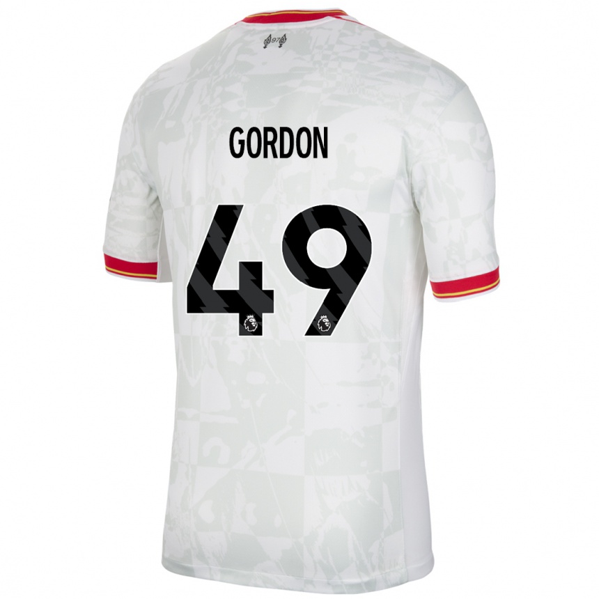 Men Football Kaide Gordon #49 White Red Black Third Jersey 2024/25 T-Shirt Canada