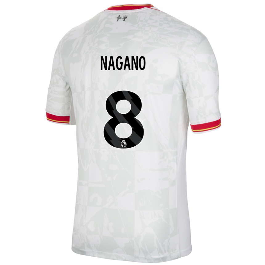 Men Football Fūka Nagano #8 White Red Black Third Jersey 2024/25 T-Shirt Canada