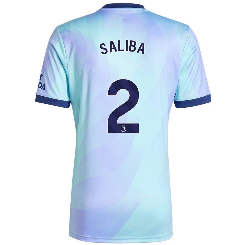 Men Football William Saliba #2 Aqua Third Jersey 2024/25 T-Shirt Canada