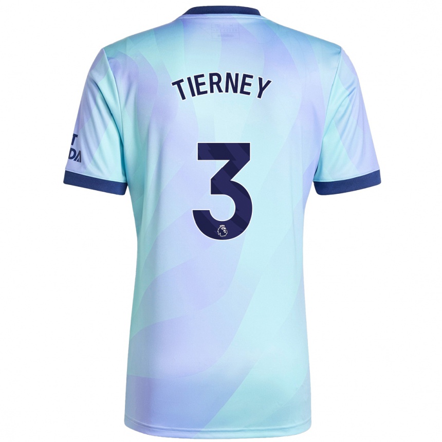 Men Football Kieran Tierney #3 Aqua Third Jersey 2024/25 T-Shirt Canada