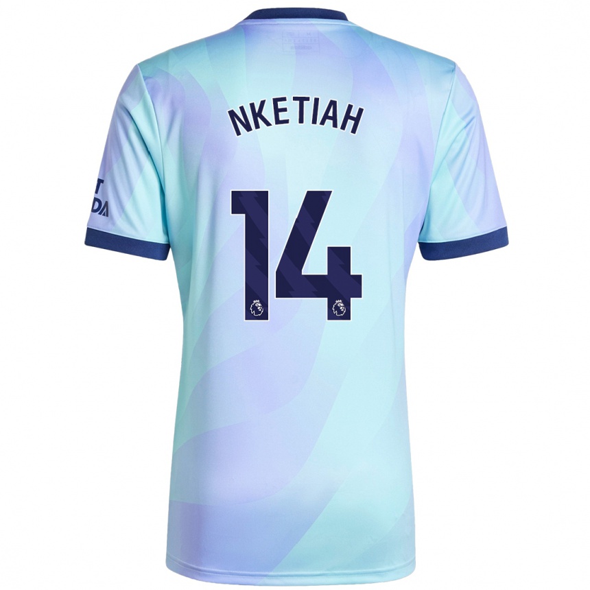 Men Football Eddie Nketiah #14 Aqua Third Jersey 2024/25 T-Shirt Canada