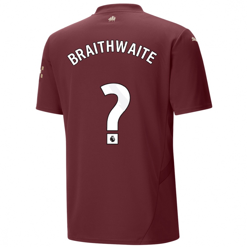 Men Football Kaden Braithwaite #0 Maroon Third Jersey 2024/25 T-Shirt Canada