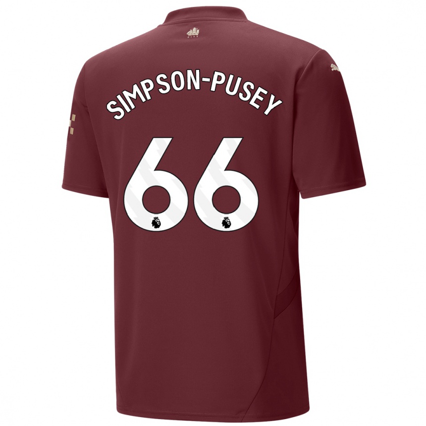 Men Football Jahmai Simpson-Pusey #66 Maroon Third Jersey 2024/25 T-Shirt Canada