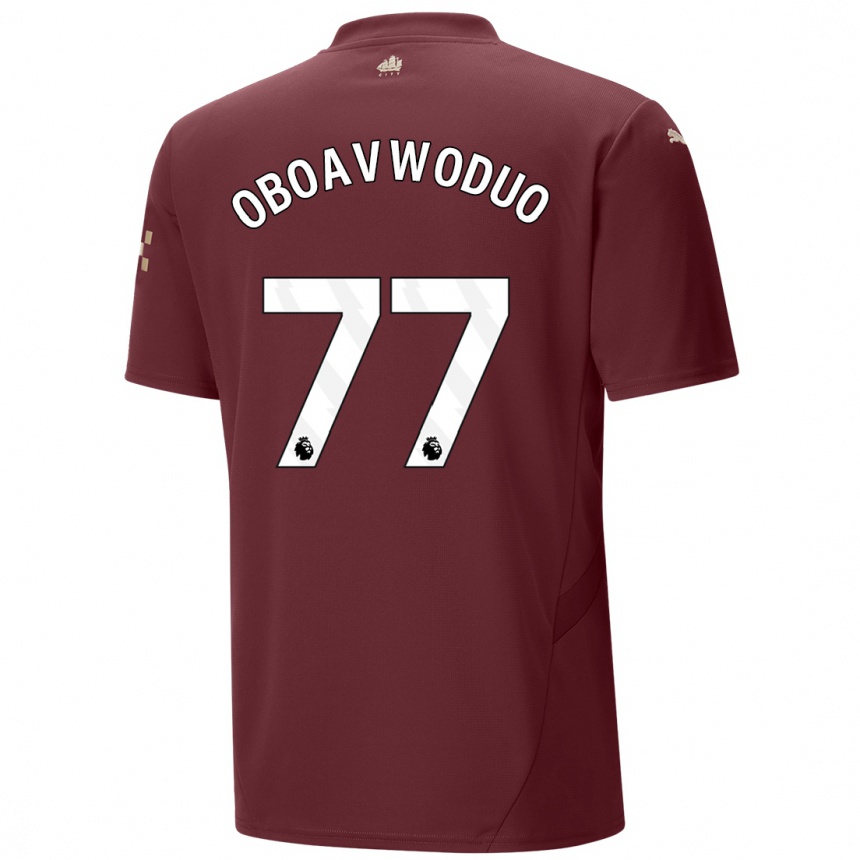 Men Football Justin Oboavwoduo #77 Maroon Third Jersey 2024/25 T-Shirt Canada