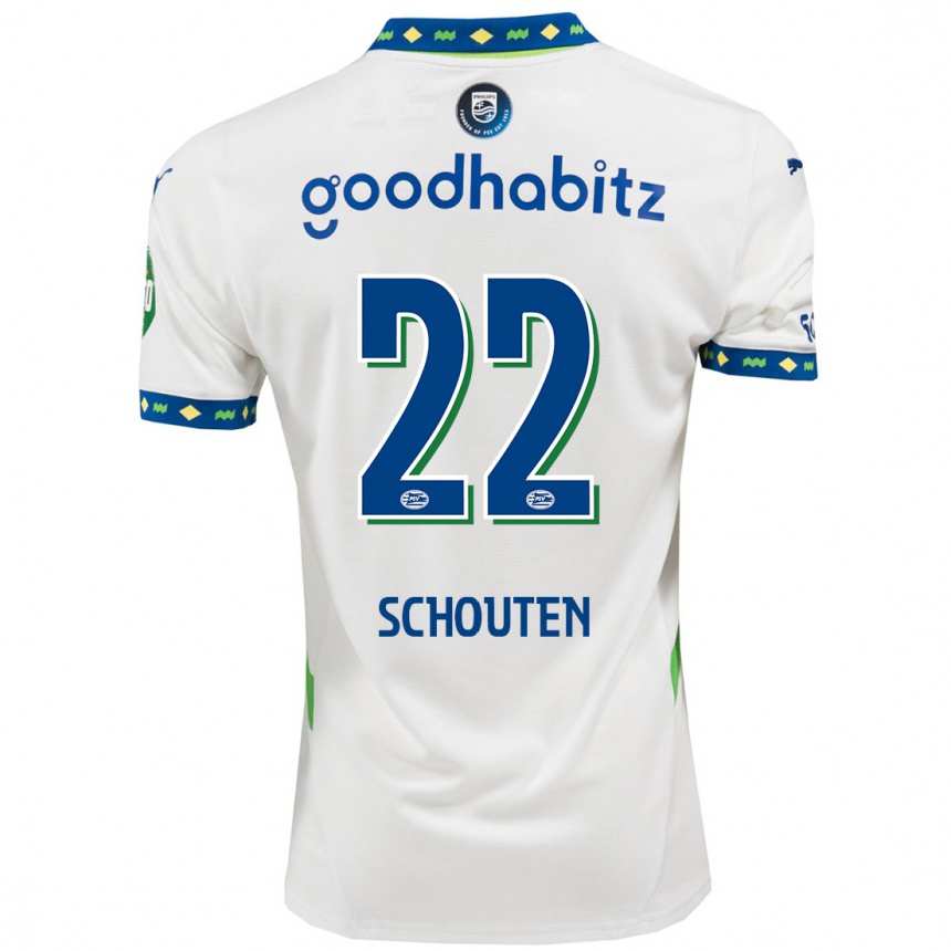 Men Football Jerdy Schouten #22 White Dark Blue Third Jersey 2024/25 T-Shirt Canada