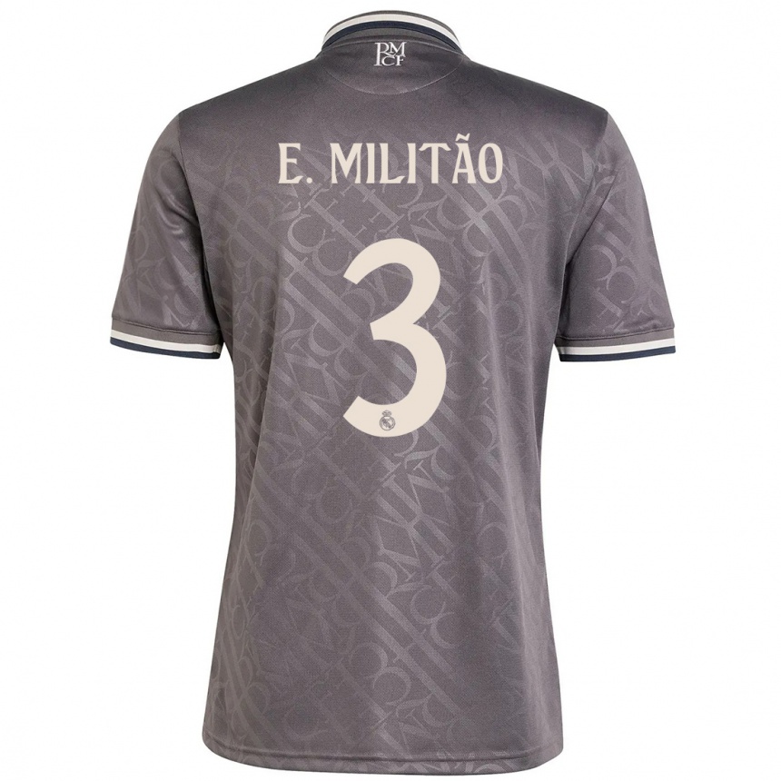 Men Football Eder Militao #3 Charcoal Third Jersey 2024/25 T-Shirt Canada